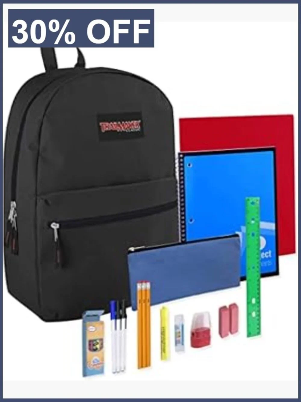 Kids Backpack with School Supplies - 20 Piece Set, 17 Inch Canvas, Large,